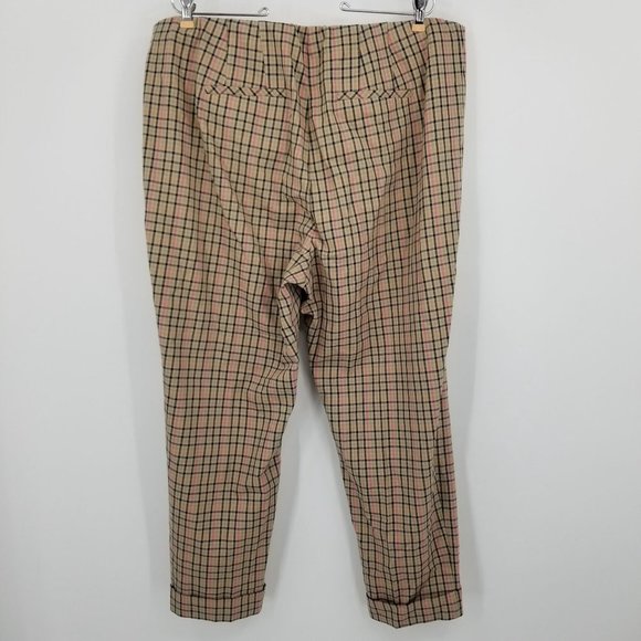 Gently worn- J. Jill Camel Plaid Women's Multicolor Pants Size 20W - Picture 2 of 10